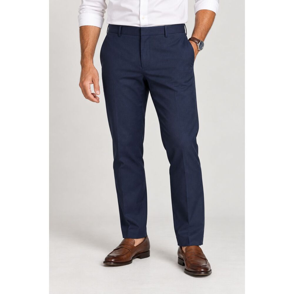 Express Men’s 36x30 Slim Dress Pants Navy Blue Wool Blend Stretch Career Trouser